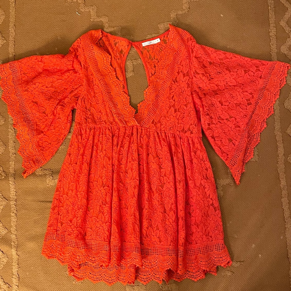Boho Bell Sleeve Lace Dress Cover Up hazel Medium